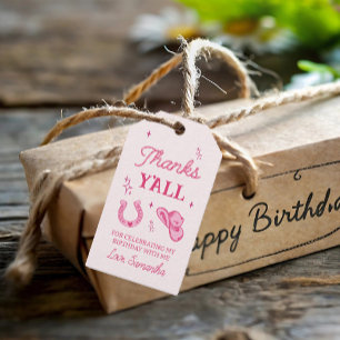 Etiqueta Para Presente Rodeio de Boots, Moça Rosa