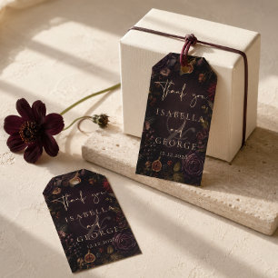 Etiqueta Para Presente Romance Enraizado Botânico Sombrio Casamento