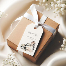 Etiqueta Para Presente Romantic Couple Vintage Car Wedding Thank You