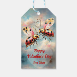 Etiqueta Para Presente Romantic Ladybugs in Flight