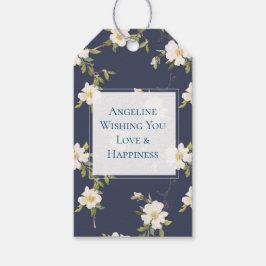 Etiqueta Para Presente Romantic Navy Blue White Floral Bridal Shower