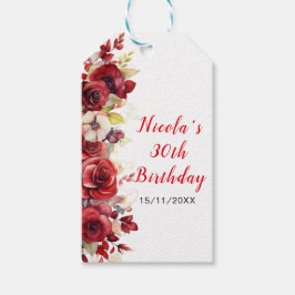 Etiqueta Para Presente Romantic Red Roses Floral Birthday Party