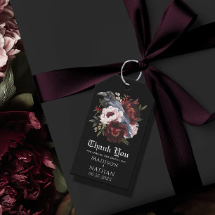 Etiqueta Para Presente Romântica Gótica Watercolor Raven Obrigado