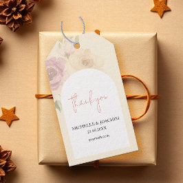 Etiqueta Para Presente Romântico Boho Floral Aquarela Bege