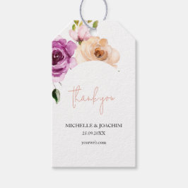 Etiqueta Para Presente Romântico Pastel Roxo Boho Floral Aquarela