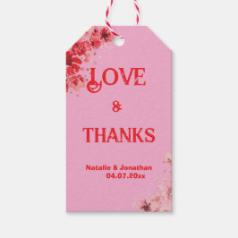 Etiqueta Para Presente Romântico rosa Floral Casamento Agradecimento 