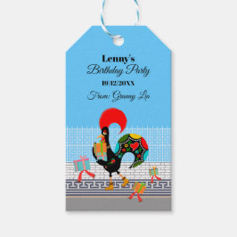 Etiqueta Para Presente Rooster Português com Dons Partido primeiro aniver