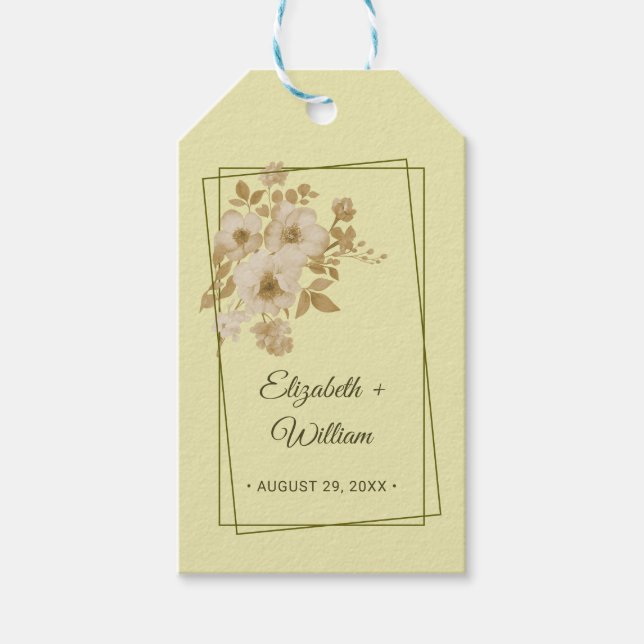 Etiqueta Para Presente Rosa - Casamento Amarelo Celestial (Frente)