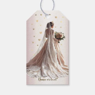Etiqueta Para Presente Rosa Casamento no inverno Noiva Ouro Shiny Heart P