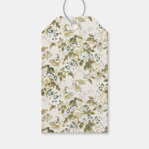Etiqueta Para Presente Rosa Chintz Verde Oliva, Escala Pequena