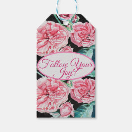 Etiqueta Para Presente Rosa cor-de-rosa floral Siga seu padrão de alegria