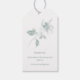 Etiqueta Para Presente Rosa de Arte de Linha Verde Salvia Obrigado Casame