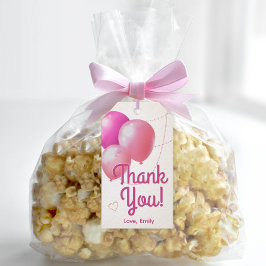 Etiqueta Para Presente Rosa de Menina Obrigada Aniversário