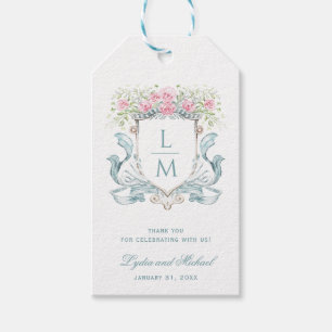 Etiqueta Para Presente Rosa de repouso elegante com Arco   Casamento Mono