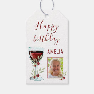 Etiqueta Para Presente Rosa de Vinho Vermelho Foto por Aquarela 60º Anive