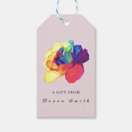 Etiqueta Para Presente Rosa do Arco-Íris Joyful