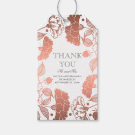 Etiqueta Para Presente Rosa, Dourada e Espada Floral Branca - Casamento