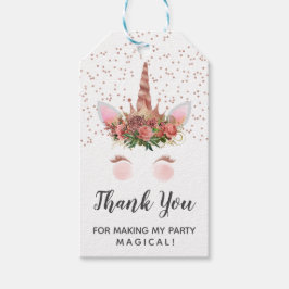 Etiqueta Para Presente Rosa Dourada Unicorn Princesa Obrigado