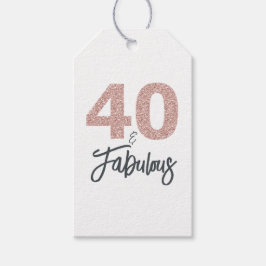 Etiqueta Para Presente Rosa Dourado 40 e Fabuloso Aniversário de 40 anos