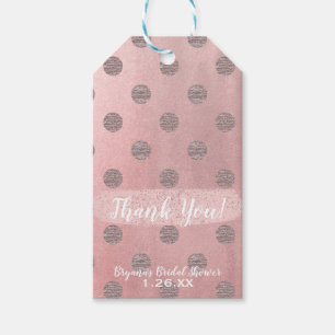 Etiqueta Para Presente Rosa Dourado Brilho Rosa Glam Pontos Polka Moderno