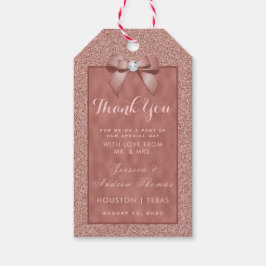 Etiqueta Para Presente Rosa Dourado e Na moda Glitter Weding Obrigado