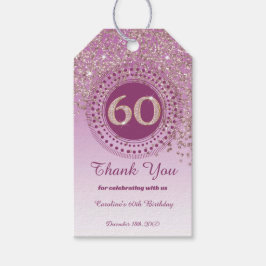 Etiqueta Para Presente Rosa Dourado moderno brilho 60º Aniversário