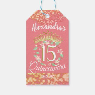 Etiqueta Para Presente Rosa Dourado Rustic Quinceañera Favor Espanhol