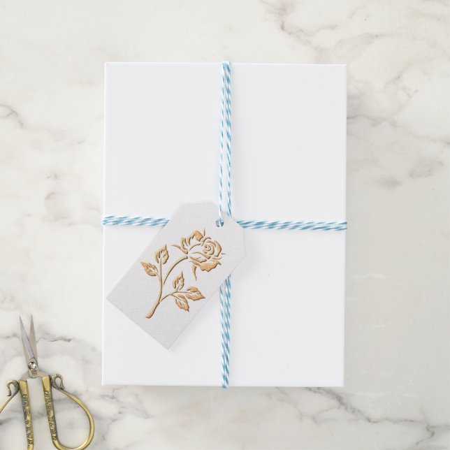 Etiqueta Para Presente Rosa Dourado simples (Com cordão)