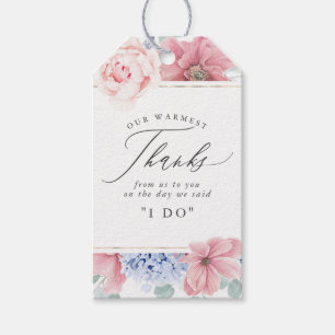 Etiqueta Para Presente Rosa Dusty Blue Floral Elegante Obrigado