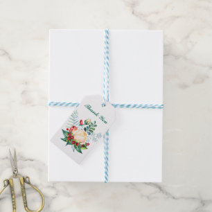 Etiqueta Para Presente Rosa e Berry Watercolor Stems Wedding