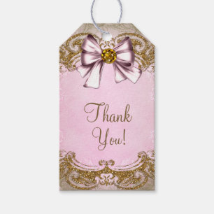 Etiqueta Para Presente Rosa e Dourado