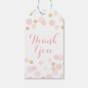 Etiqueta Para Presente Rosa e obrigado Dourado dos confetes do brilho