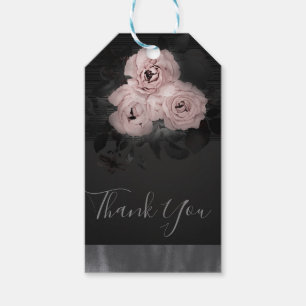 Etiqueta Para Presente Rosa e Preto Glam Moderno Favor Floral Chic