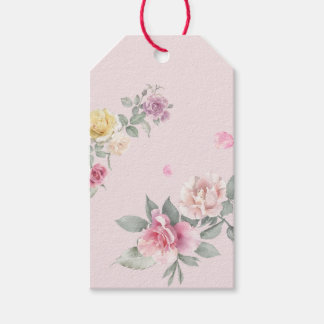 Etiqueta Para Presente Rosa Floral Aquarela Rosa Personalizada