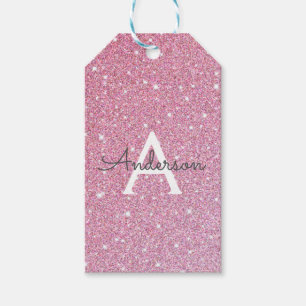 Etiqueta Para Presente Rosa Glitter Name