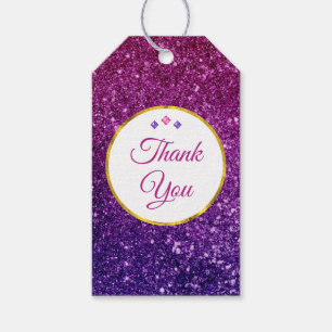 Etiqueta Para Presente Rosa & obrigado roxo de pedras preciosas Sparkling