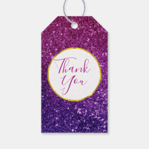 Etiqueta Para Presente Rosa & obrigado roxo de pedras preciosas Sparkling