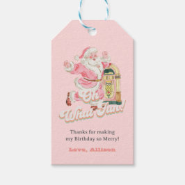 Etiqueta Para Presente Rosa Que Divertido, Retro Groovy Papai Noel Birthd