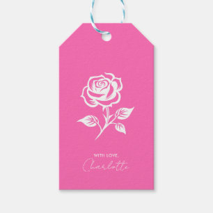 Etiqueta Para Presente Rosa Quente Moderno E Rosa