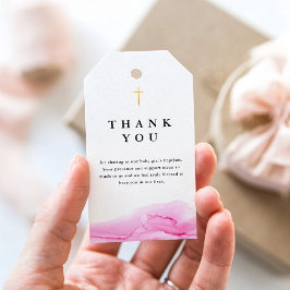 Etiqueta Para Presente Rosa Rosa Batismo Batismo Cristã Obrigado