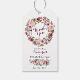 Etiqueta Para Presente Rosa Rosa Rosa Rosa Rosa Floral 80 Aniversário Obr