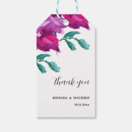 Etiqueta Para Presente Rosa Roxa Artística Aquarela Pintada à Mão