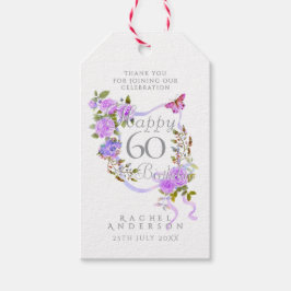 Etiqueta Para Presente Rosa Roxa Fita 60º Aniversário
