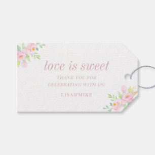 Etiqueta Para Presente Rosa Suave Floral Aquarela Amor é Doce Casamento