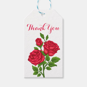 Etiqueta Para Presente Rosa vermelha Floral Obrigado Noiva De Casamento D