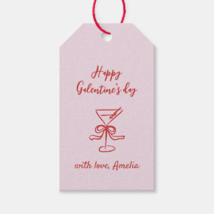 Etiqueta Para Presente Rosa Vermelho Galentine's Day Escrito à Mão