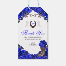 Etiqueta Para Presente Rosas Azuis Ocidentais Ranchero Quinceanera - Etiq