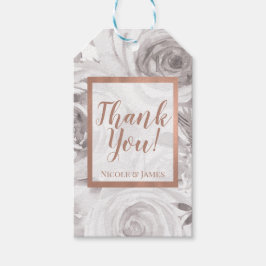 Etiqueta Para Presente Rosas Brancas Florais Rosa Moderno Elegante Casame