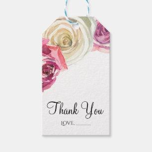 Etiqueta Para Presente Rosas de aquarela Chá de panela branco e rosa