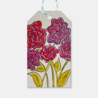 Etiqueta Para Presente Rosas de Aquarela do Coração – Design de Arte Flor